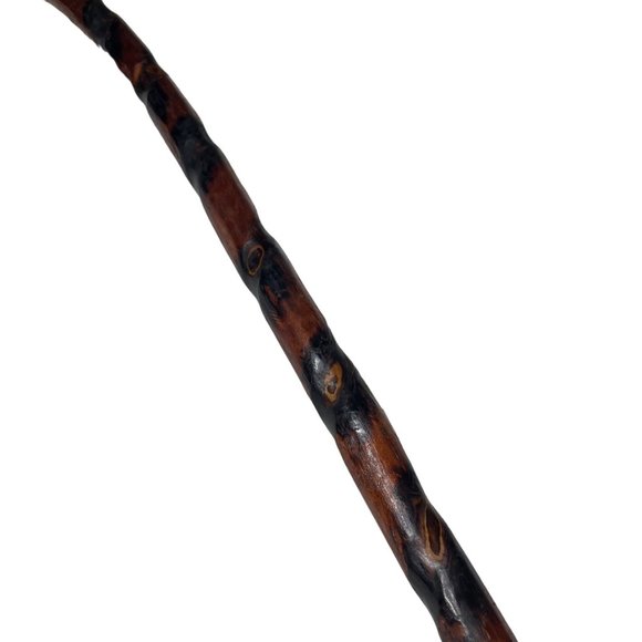 Twisted Wood Walking Stick Cane Crook Handle Gentlemen Vintage Folk Art u Rubber - Picture 9 of 9